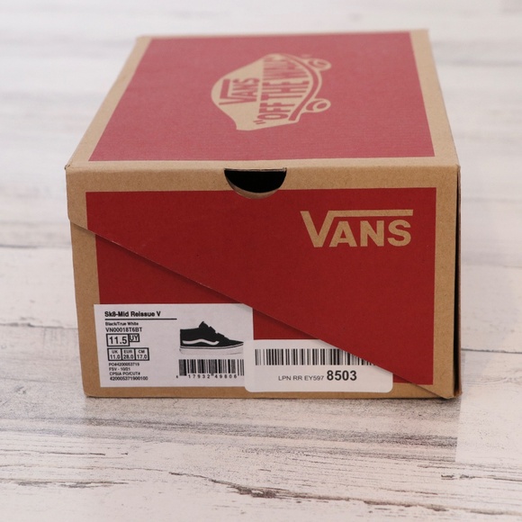 Vans Kids Sk8 Mid Reissue V Sneaker Black True White, 11.5 - Picture 8 of 8